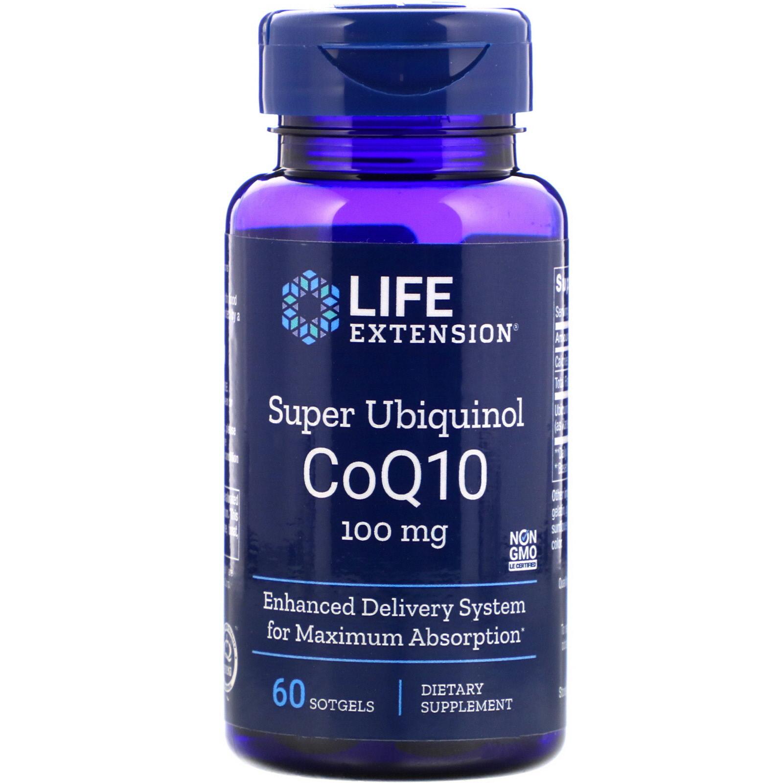 Life Extension Super Ubiquinol CoQ10 Softgels, 100mg, 60 Ct - Walmart ...