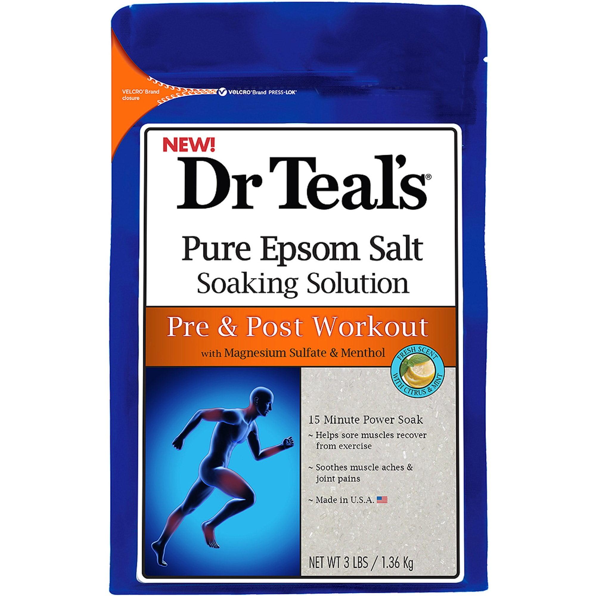 Dr Teal's Pure Epsom Salt Soaking Solution, Pre & Post Workout with ...