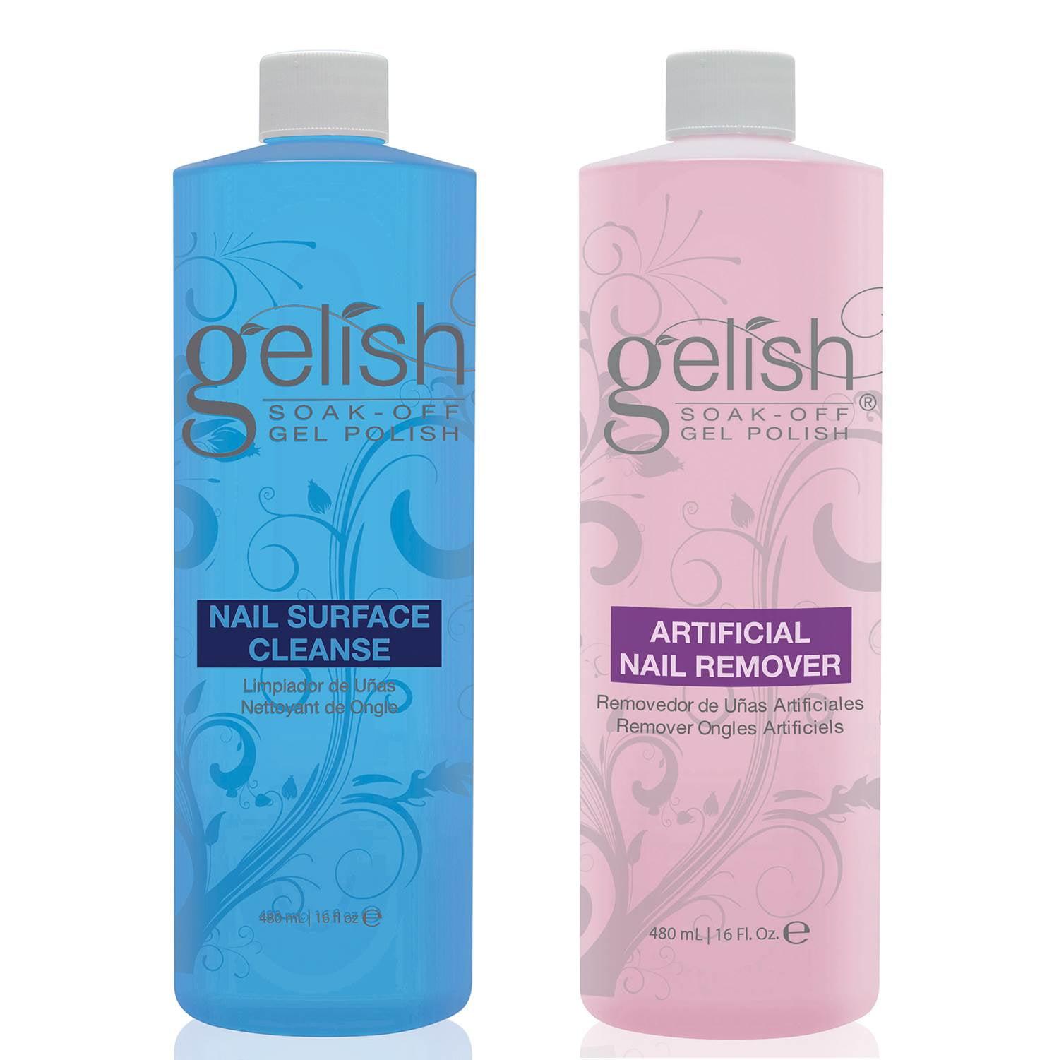 Gelish Nail Soak Off Gel Top Coat Cleanser, 16 fl oz + Polish Remover ...