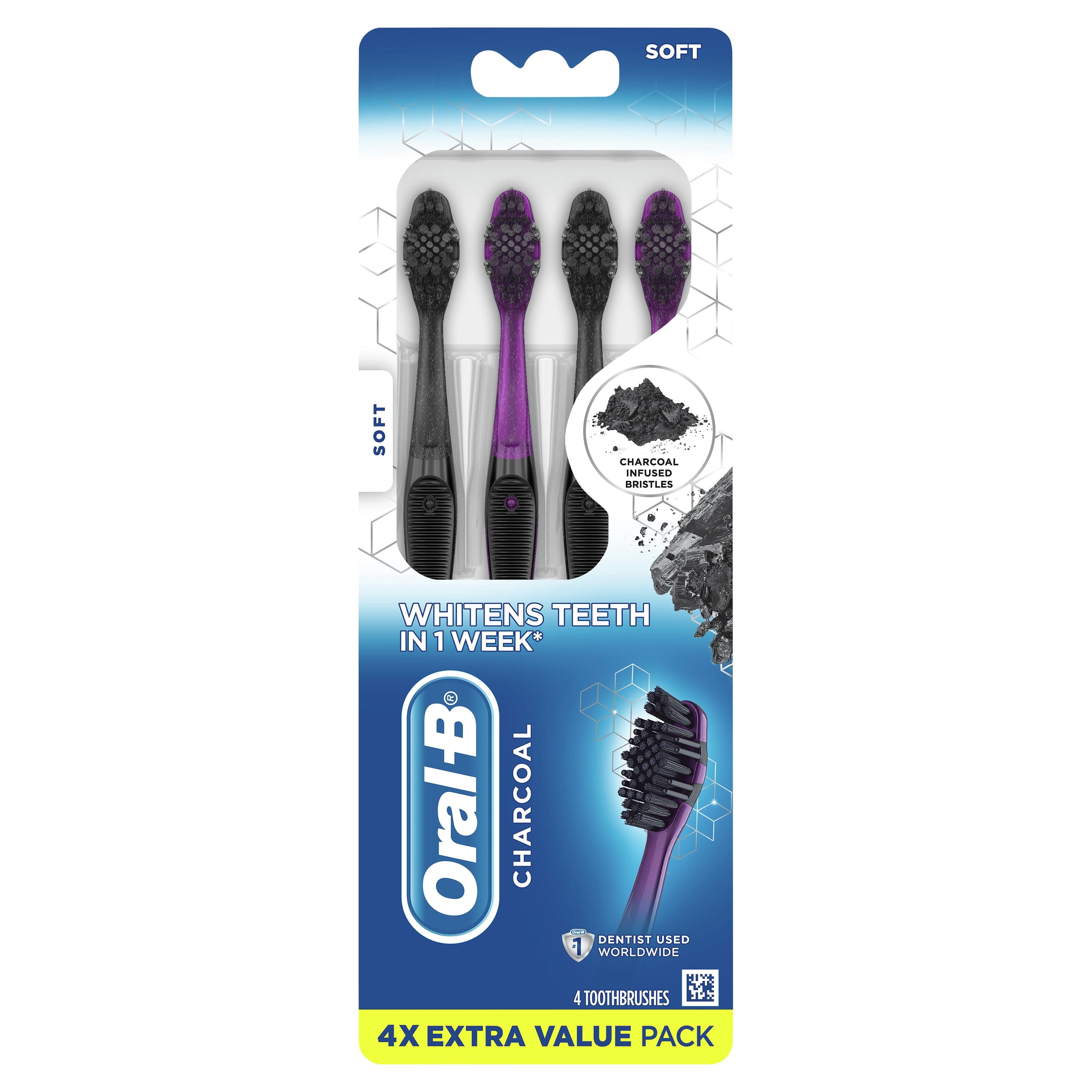 Oral-B Charcoal Manual Toothbrushes, Soft, 4 Count - Walmart.com ...