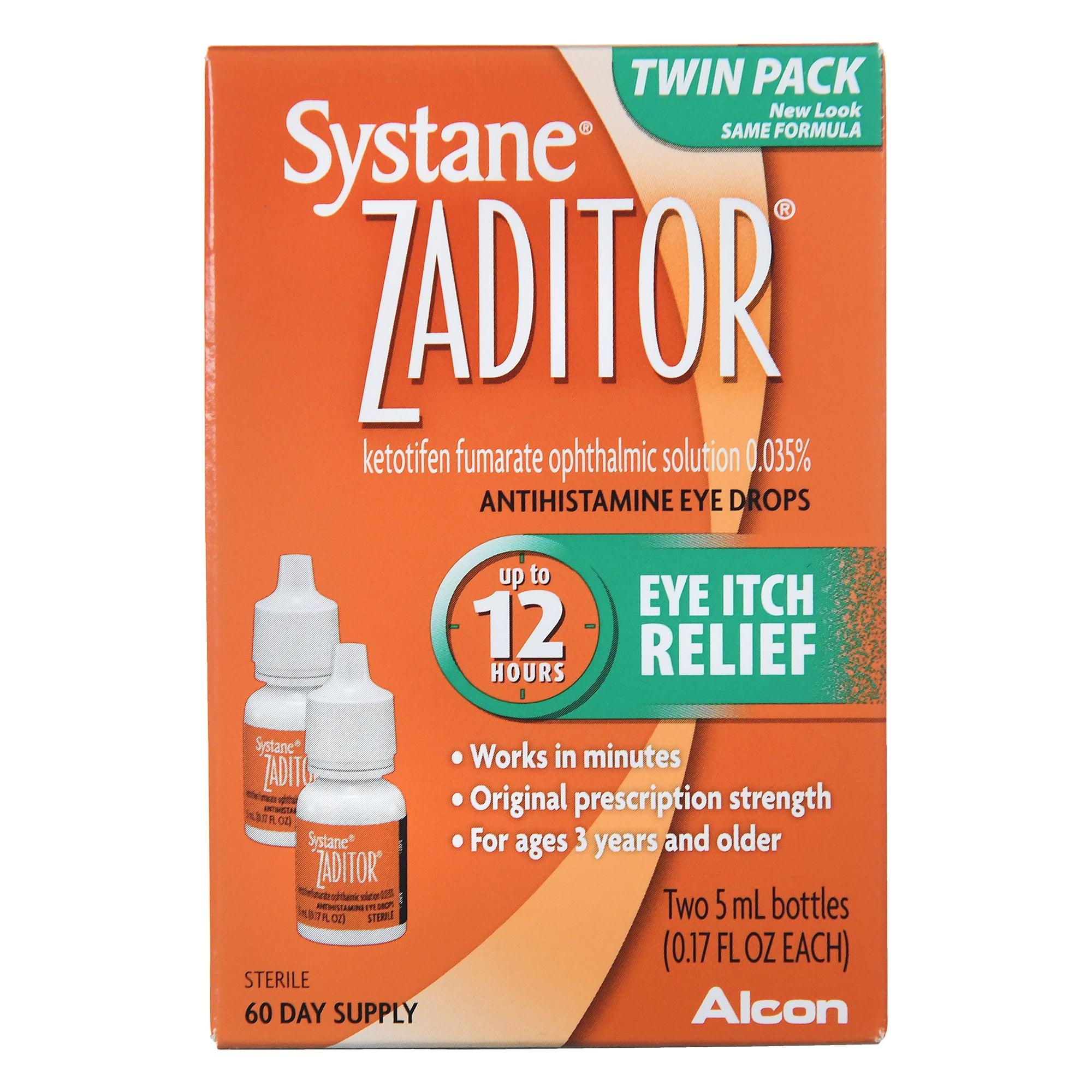 Zaditor Antihistamine Eye Drops, Allergy Symptom Relief, 5 ml, 2 Pack ...