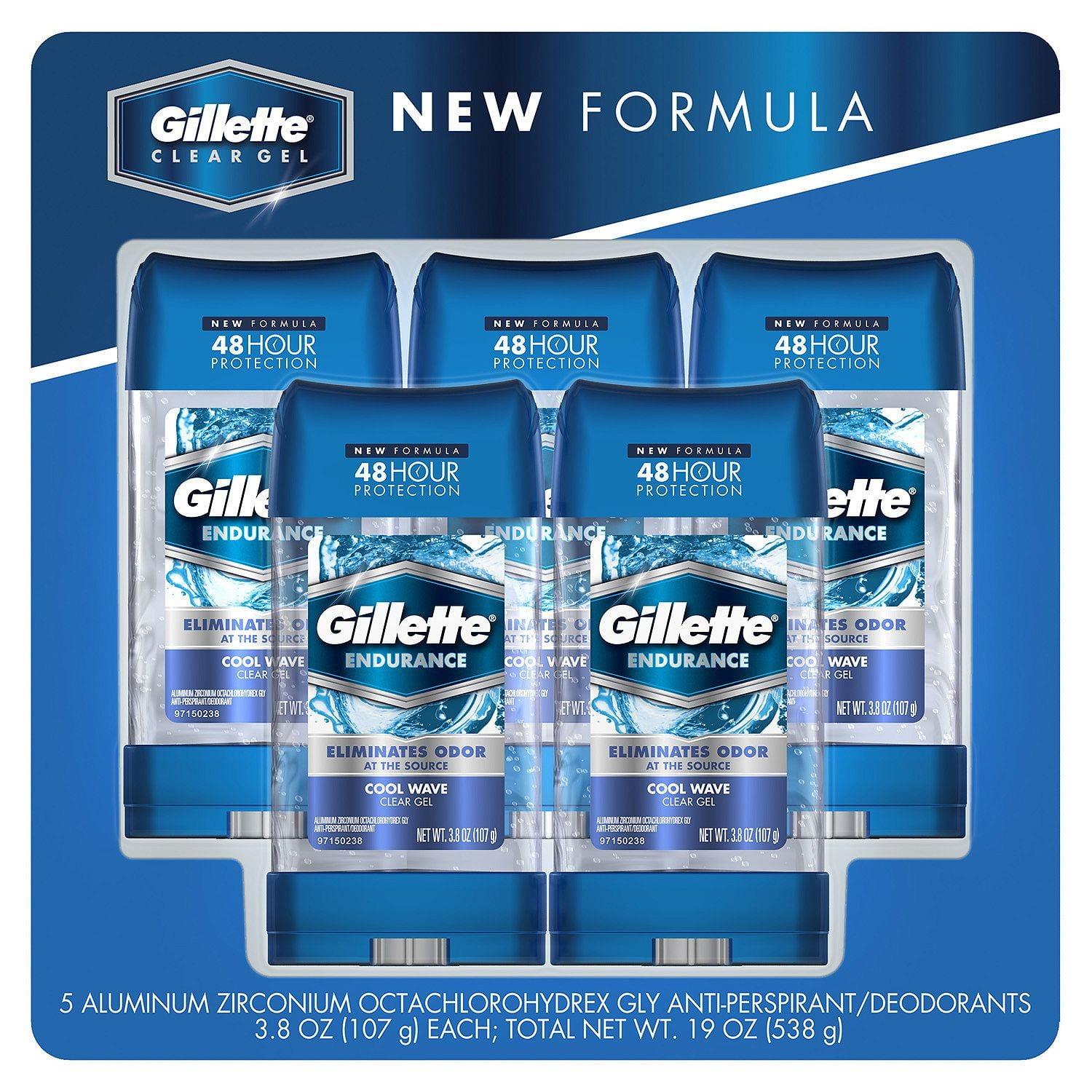 Gillette Endurance Clear Gel Deodorant, Cool Wave, 3.8 Oz, 5 Ct ...