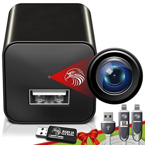 DIVINEEAGLE Mini Spy Camera Hidden Camera Charger for Spying | Secret ...