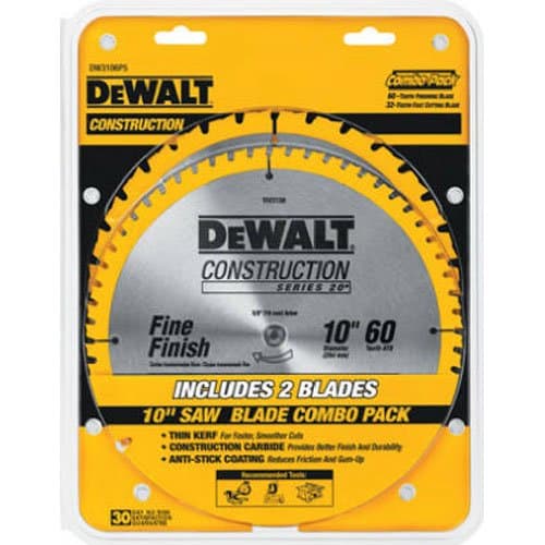DEWALT DW3106P5 60-Tooth Crosscutting and 32-Tooth General Purpose 10 ...