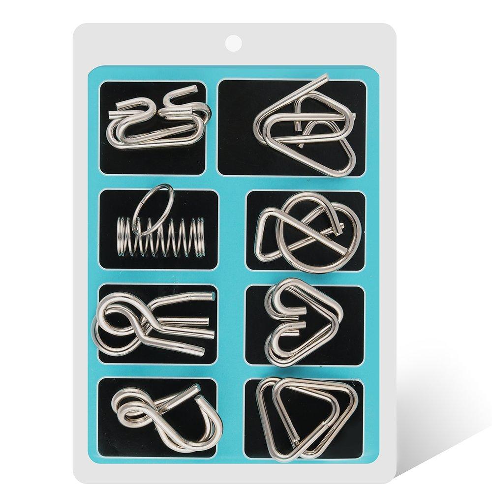 Coogam Metal Wire Puzzle Set of 16 with Pouch,Brain Teaser IQ Test ...