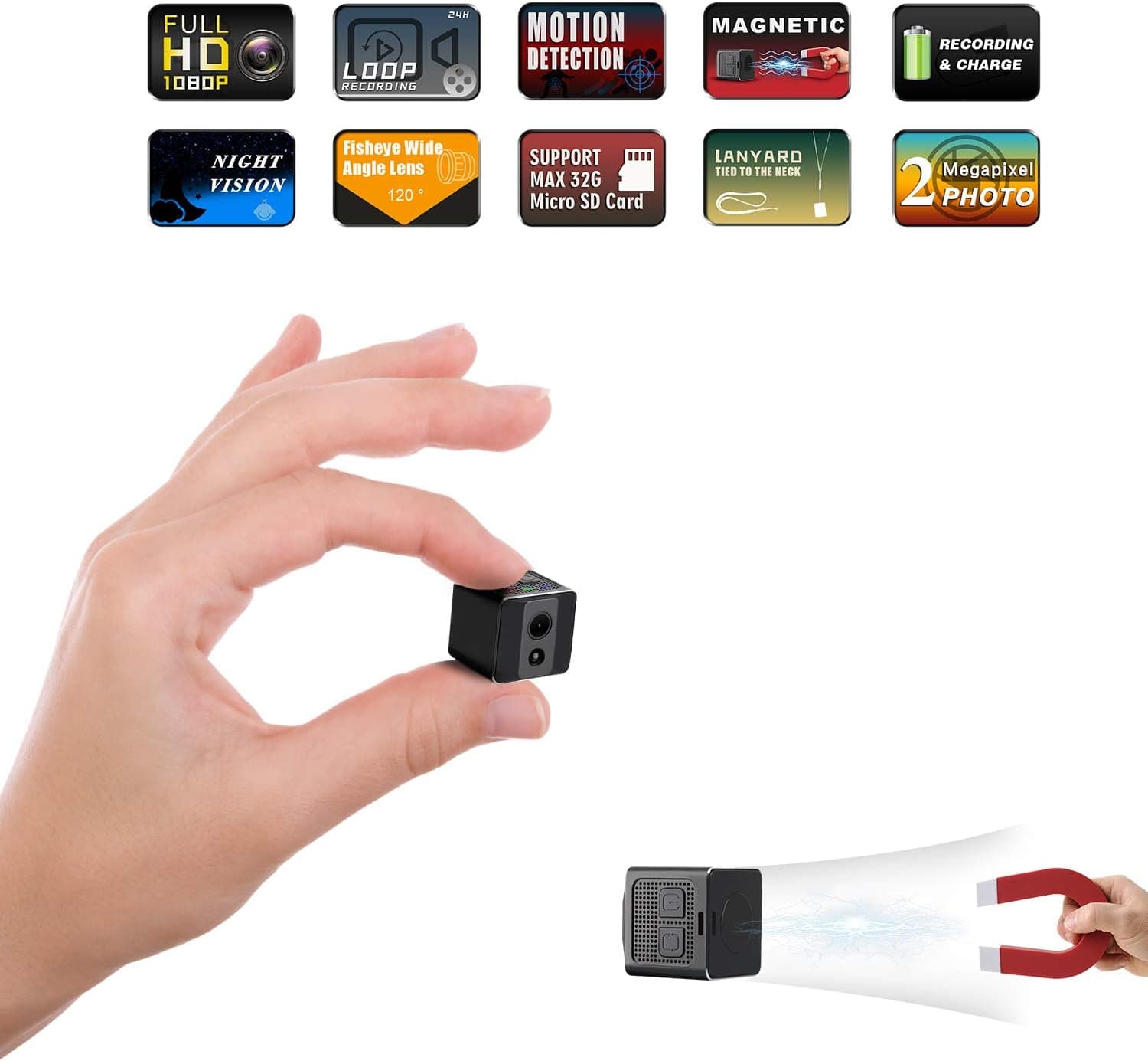 dzftech Mini Spy Camera Cop Spy Cam 1080P Spy Camera Wireless Hidden ...