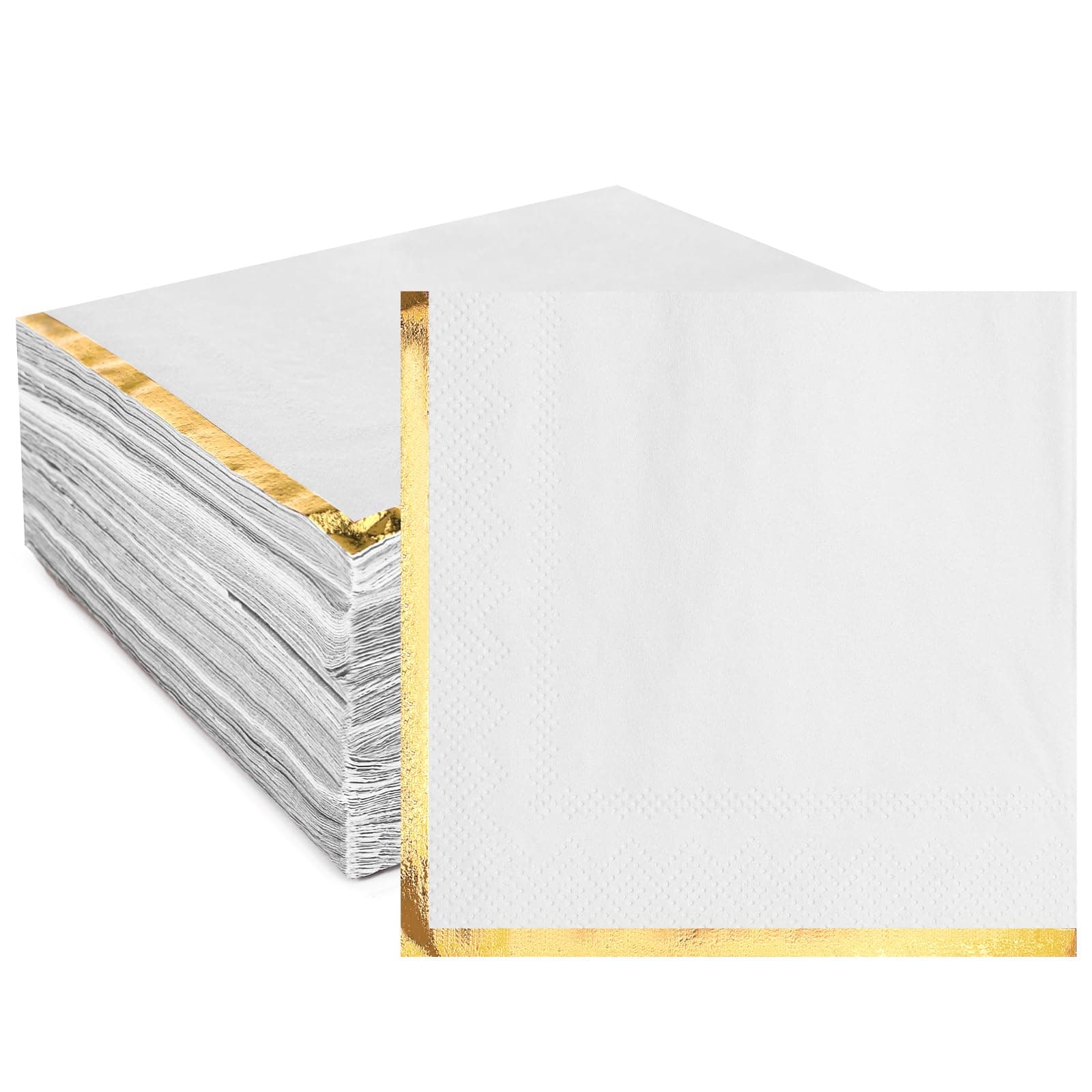 Fulmoon 200 Pcs Paper Napkins with Gold Foil Edge 2 Ply Cocktail ...