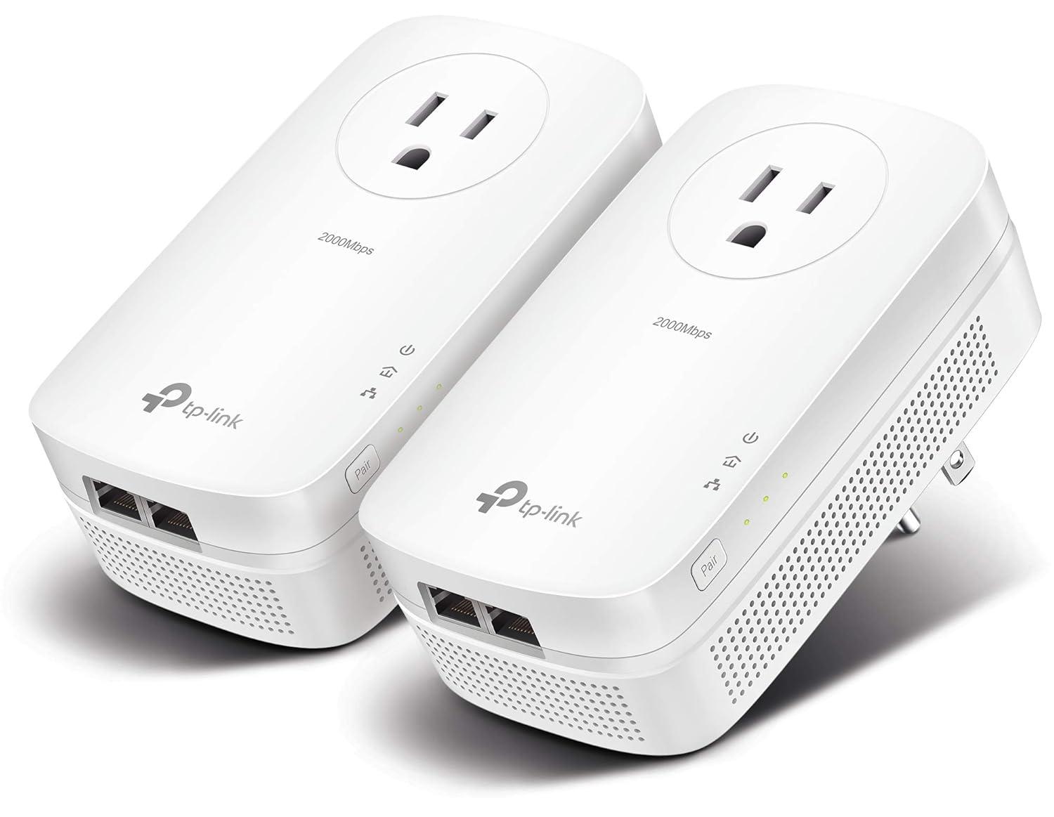 TP-LINK AV2000 Powerline Adapter Kit, 2-Port, Gigabit w/ Power Outlet ...