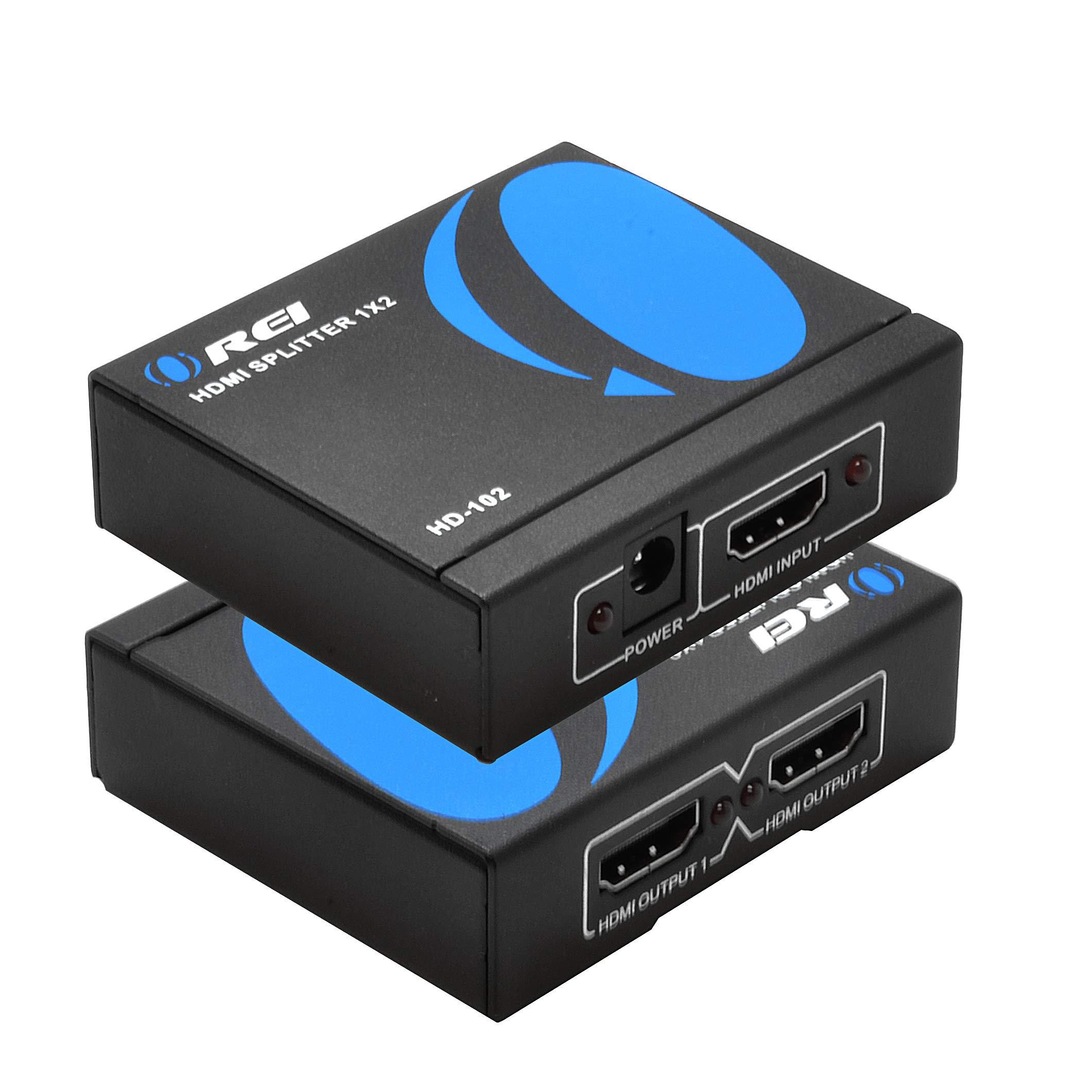 OREI 1 in 2 Out HDMI Splitter 4K - 1x2 HDMI Display Duplicate/Mirror ...