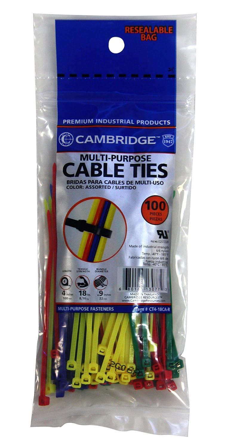 Amazon.com: Cambridge Multi Purpose Cable Ties Zip Ties 4 Inch 18 Lbs ...