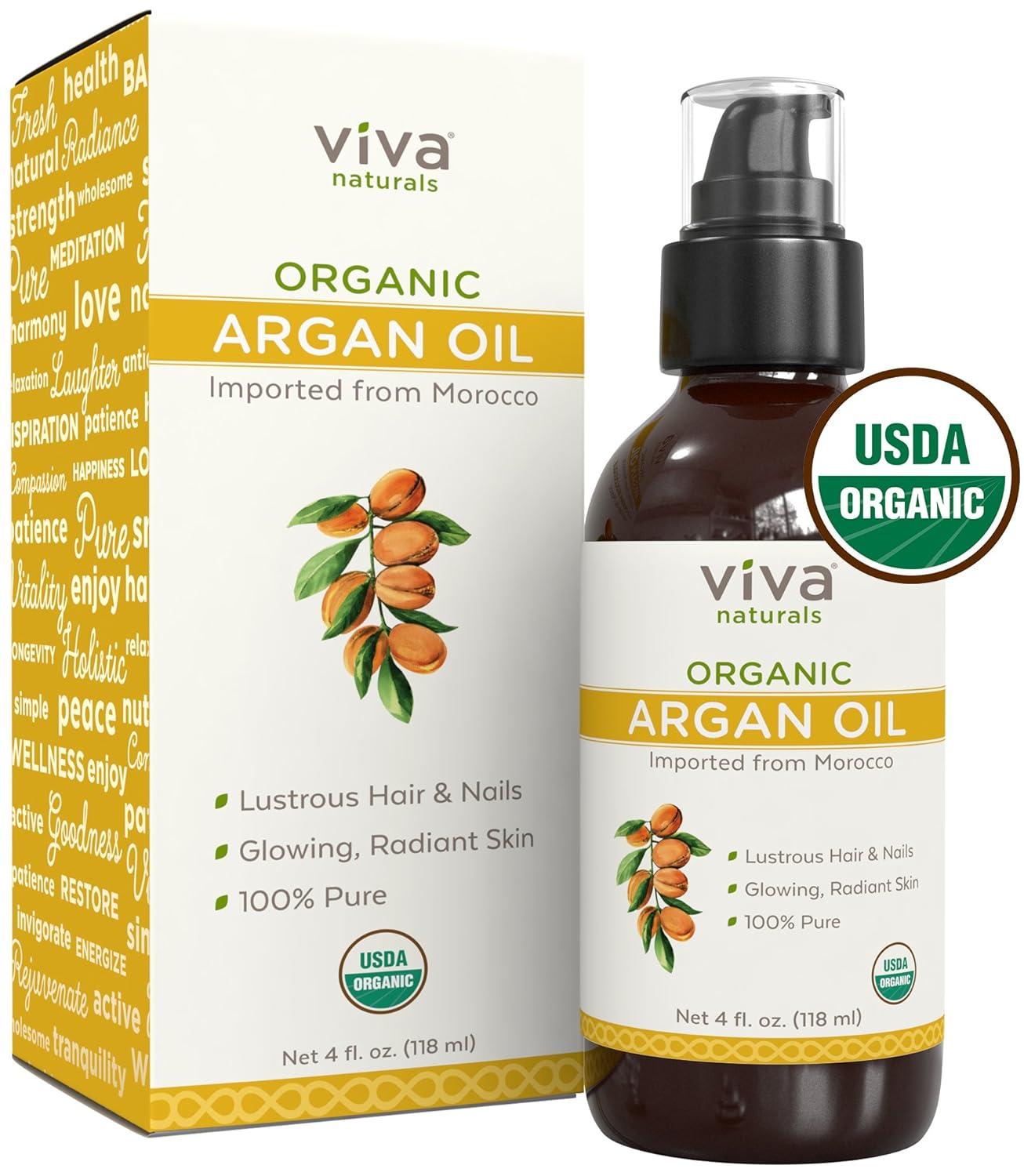 Viva Naturals Organic Argan Oil 4 oz- 100% Pure Moroccan and Cold ...