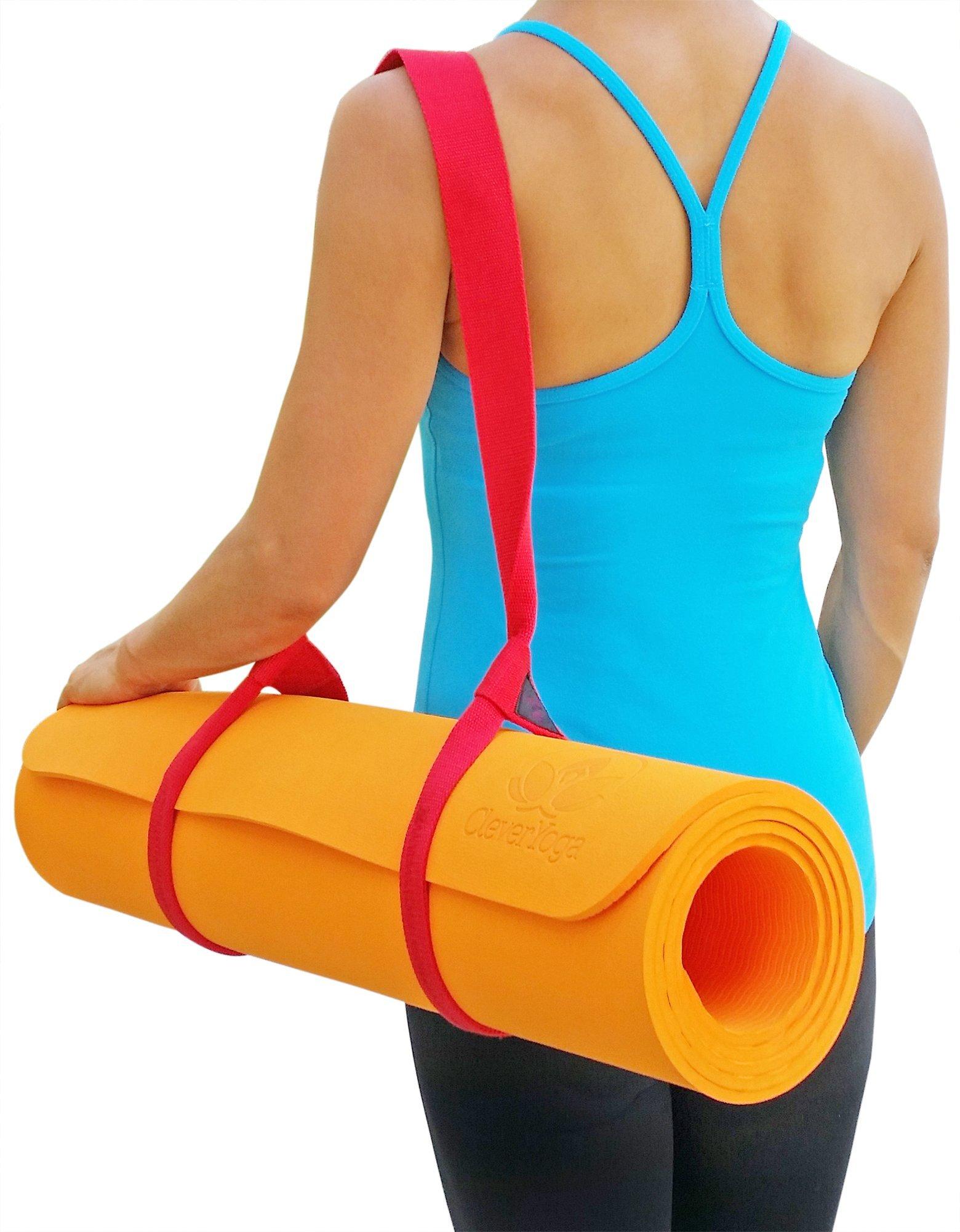 Clever Yoga Yoga Mat Strap Sling – Adjustable Durable Cotton Yoga Mat ...