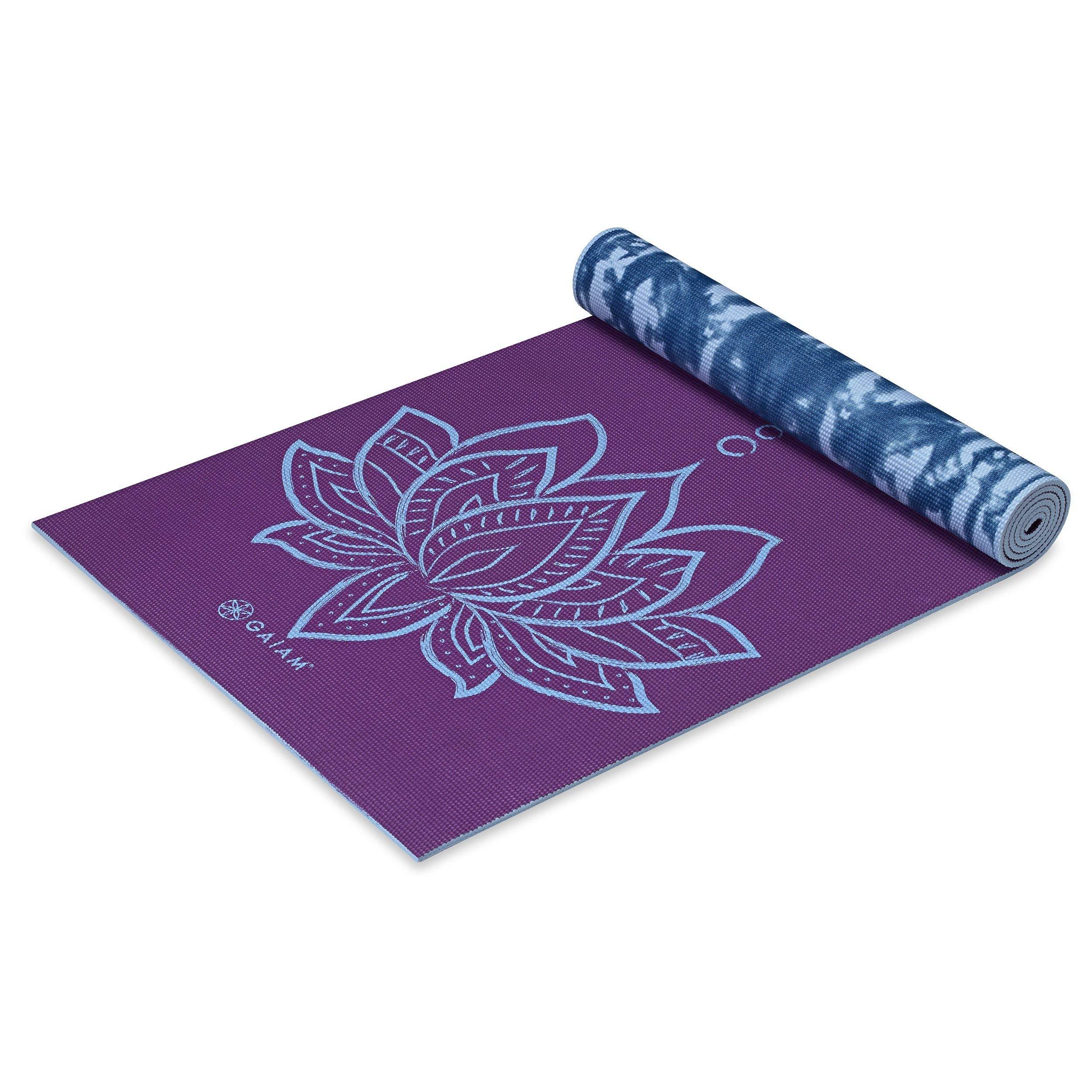 Gaiam Yoga Mat - Premium 6mm Print Reversible Extra Thick Non Slip ...