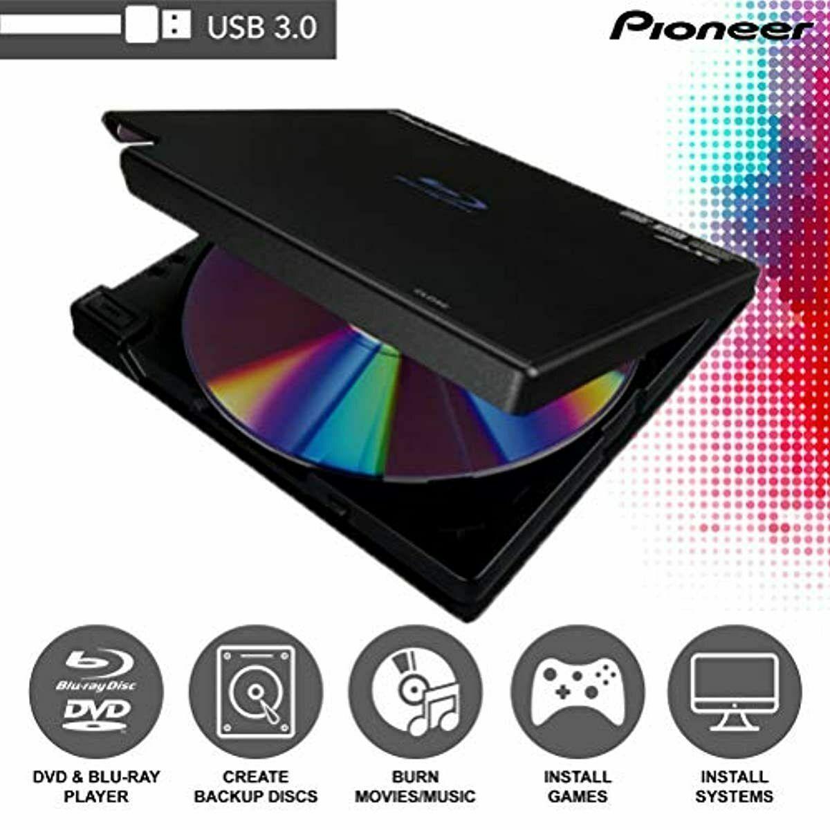 Pioneer BDR-XD07B Blu-Ray Player Burner - 6X Slim Portable External ...