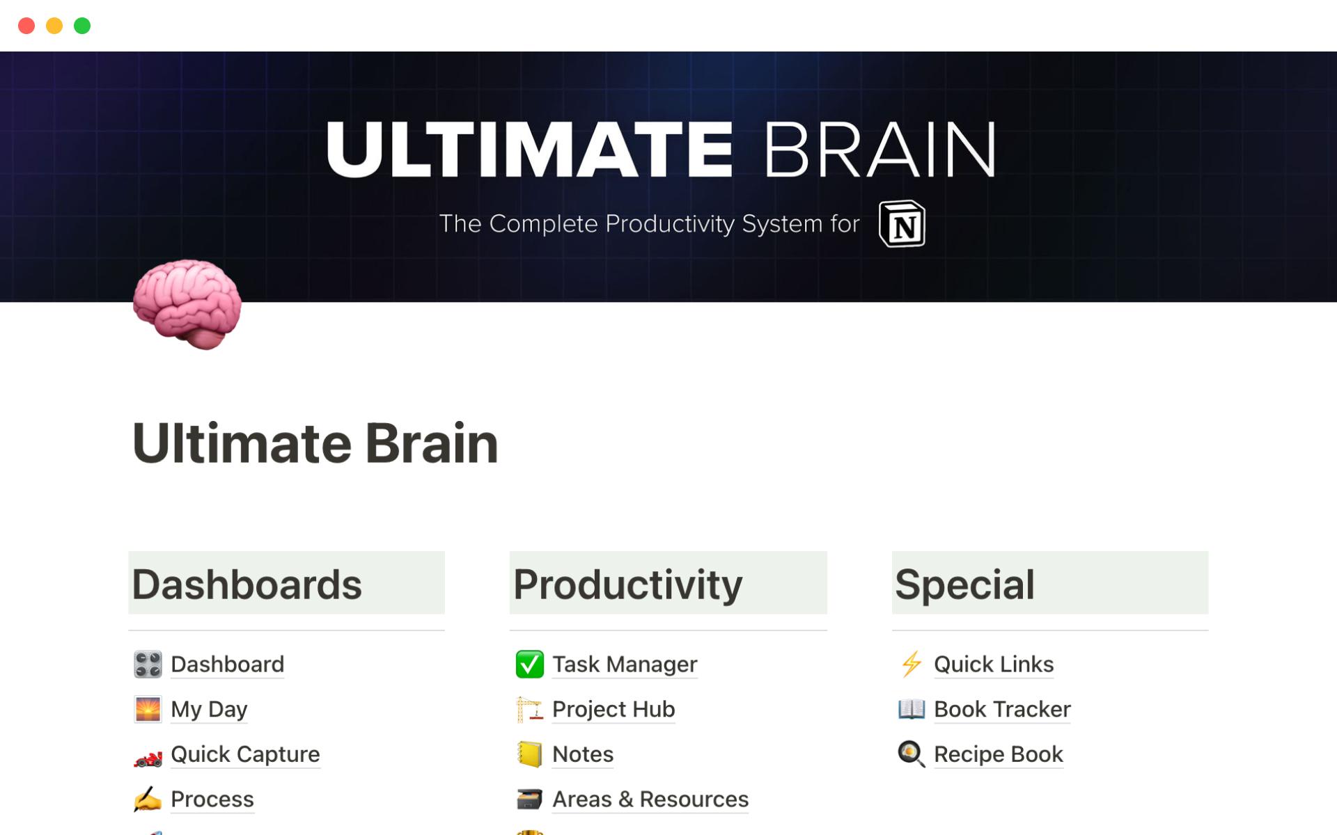 Notion Template Gallery – Ultimate Brain