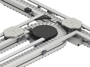 Puck conveyor - X45 - FlexLink - chain / table top chain / horizontal