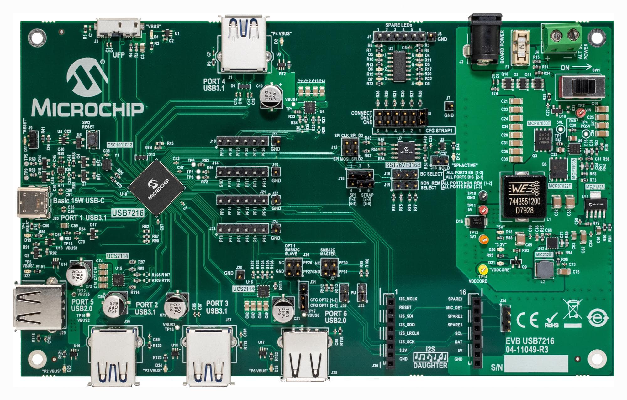 EVB-USB7216 - Microchip - Evaluation Board, USB7216, USB Type-C Hub ...