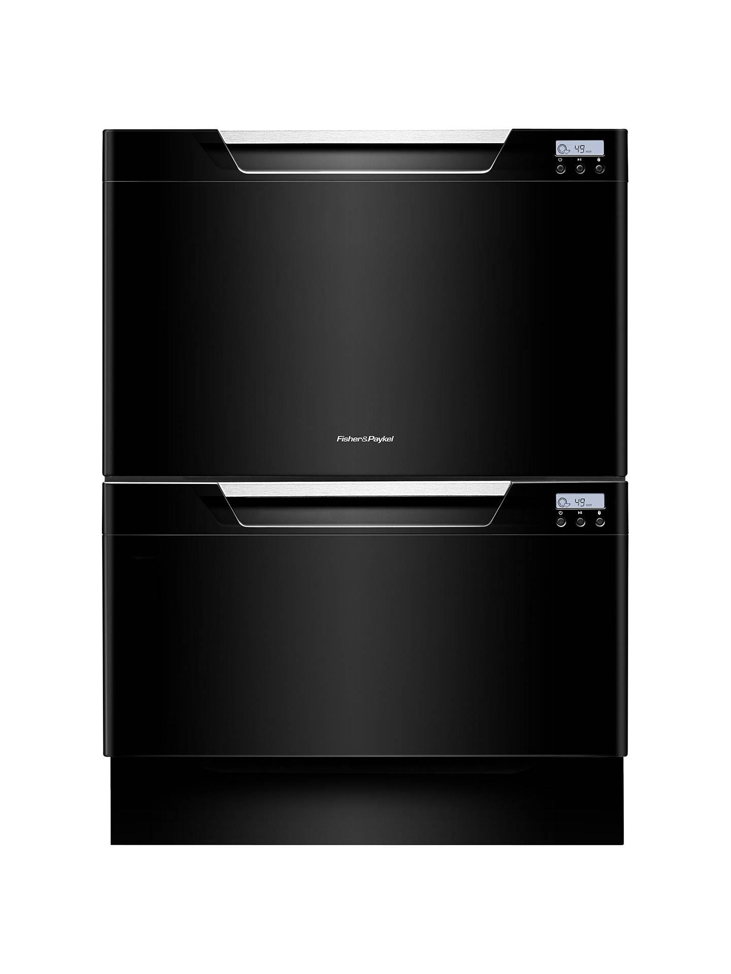 Fisher & Paykel DD60DCHB7 Built-in Double DishDrawer Dishwasher, Black ...