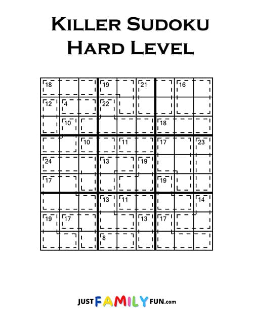 Killer Sudoku Puzzles | Free Printable | Just Family Fun