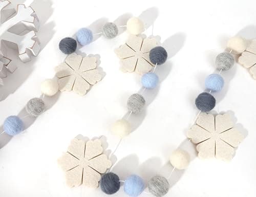 Felt Snowflake and Flower Garland | Antique Farmhouse