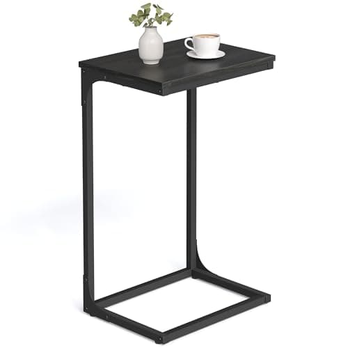 VASAGLE C-Shaped End Table with Steel Frame