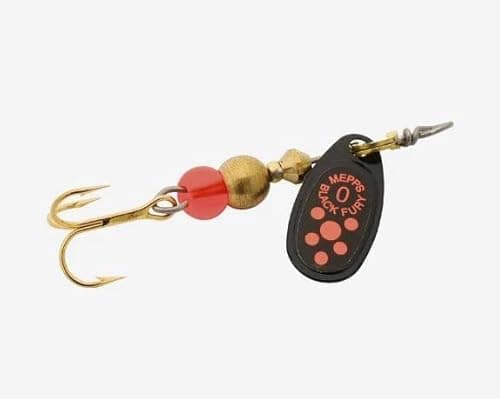 Mepps Dressed Black Fury Inline Spinner - Fluorescent Red Dot, 1/12oz ...