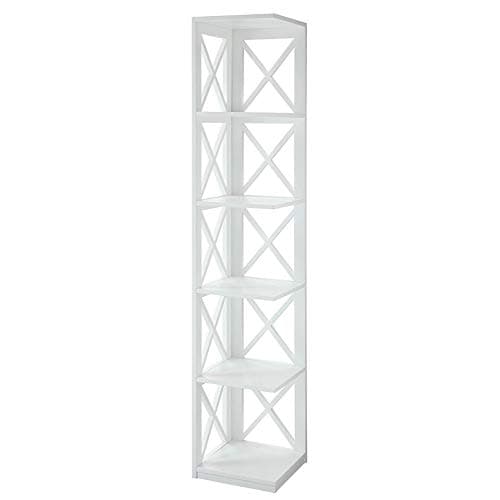 Convenience Concepts Oxford Tall 5 Tier Corner Bookcase with Storage ...