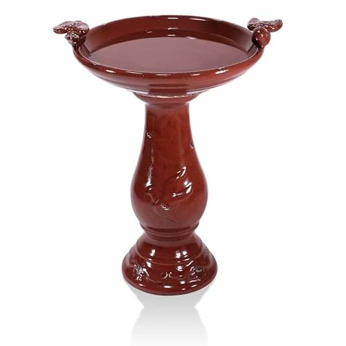 Alpine Corporation 33 in. Tall Outdoor Vintage Birdbath with Bird ...
