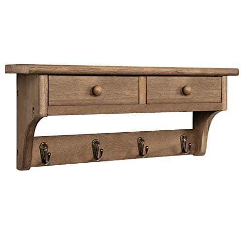 Axeman Wooden Wall Mounted Coat Rack with Shelf, 12 Hooks, Rustic ...
