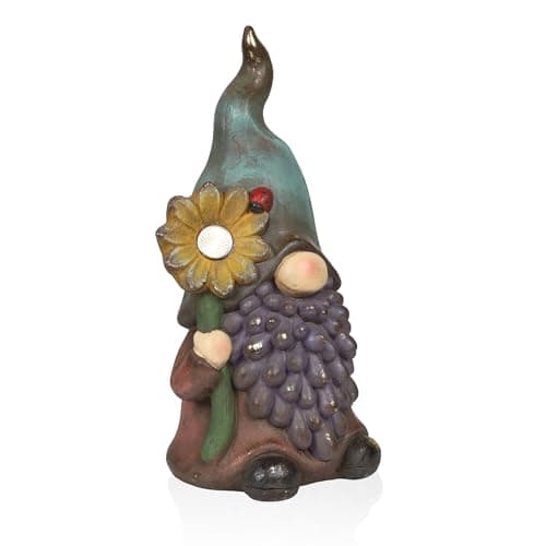 Alpine Corporation 16 in. Gnome with Yellow Hat Ceramic Planter with ...