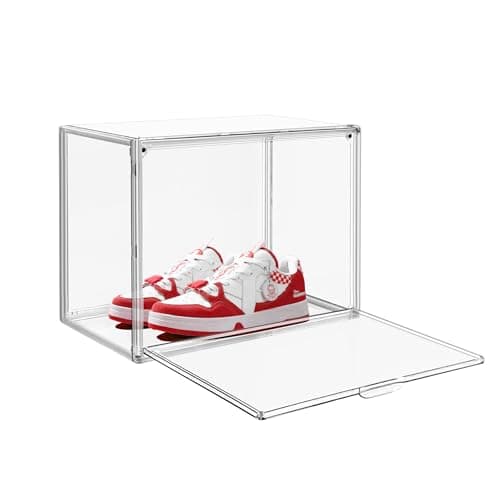 mDesign Set of 2 Shoe Storage Boxes – Stackable Storage Boxes with Side ...