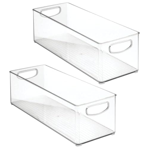 mDesign Plastic Stackable Storage Organizer Bin with Hinged Lid for ...
