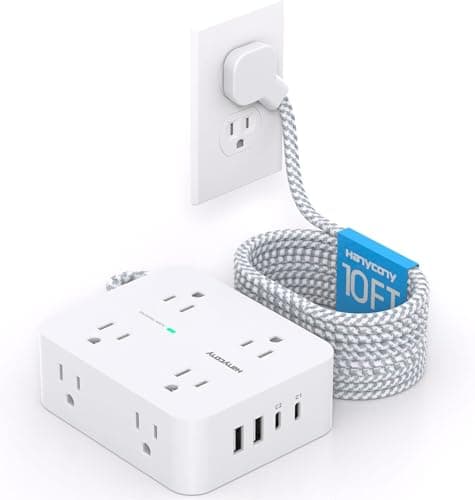 Power Strip Surge Protector 10 AC, 4 USB - MobileAndApps