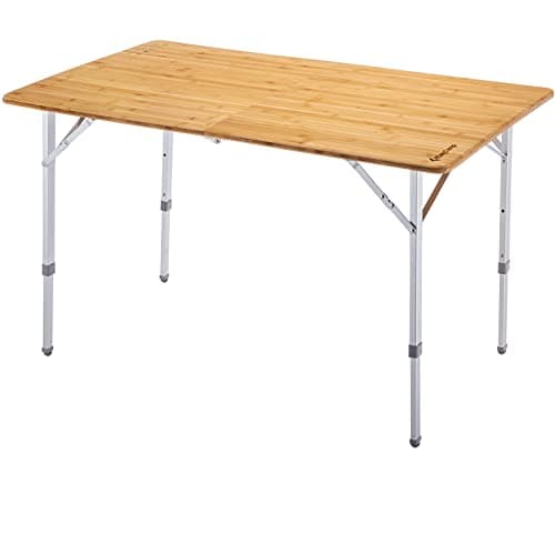 KingCamp table pliante en bambou à pieds réglables