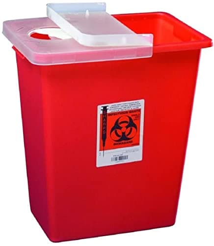 Covidien Sharps Container with Hinged Lid, Red 8 Gallon