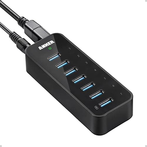 Anker 10-Port 60W USB 3.0 Hub with 7 Data Transfer Ports and 3 PowerIQ ...