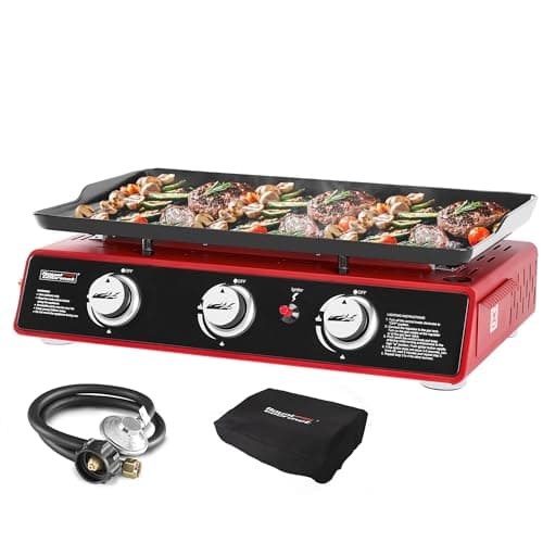 Royal Gourmet 3-Burner Propane Griddle, Portable Table Top 24-Inch Gas ...
