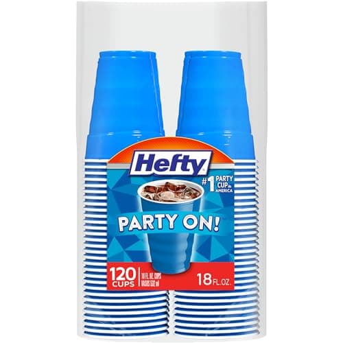 Hefty Party On Disposable Plastic Cups, Blue, 18 Ounce, 120 Count ...