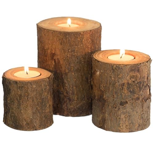 Woodland Birch Candle Holder 25cm | Hurricane Lamps and Candle Holders