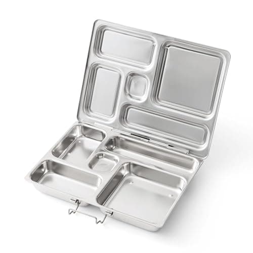 PlanetBox‘s ROVER Stainless Steel Lunchbox with Black Carry Bag