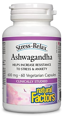 Natural Factors Stress-Relax KSM-66 Ashwagandha 600 mg, 30 Vegetarian ...