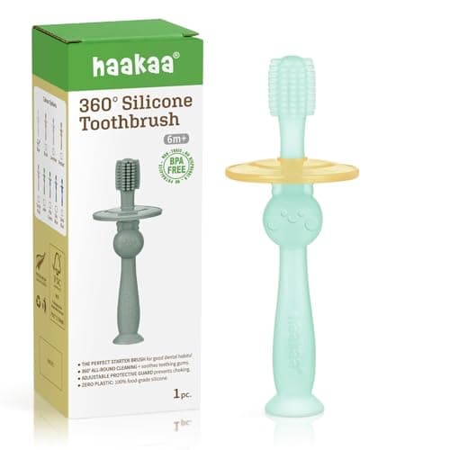 Haakaa 360° Silicone Toothbrush Pink - Whole Bubs