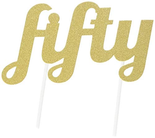 Creative Converting 324540 Gold Glitter "Happy Birthday" Cake Topper