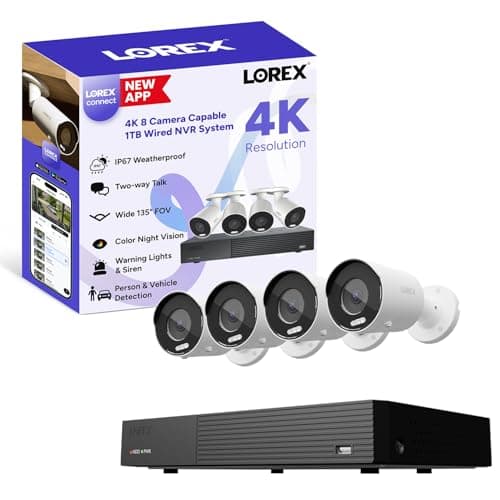 Lorex 4K Security Camera System, IP Indoor/Outdoor Wired NVR Ultra HD ...