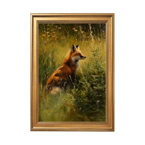 Fox in Wildflowers Print, Fox Print, Vintage Floral Wall Art, Vintage ...