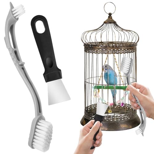 Bird Cage Cleaner with Front and Back Brushes, Cleaning Scraper Long ...