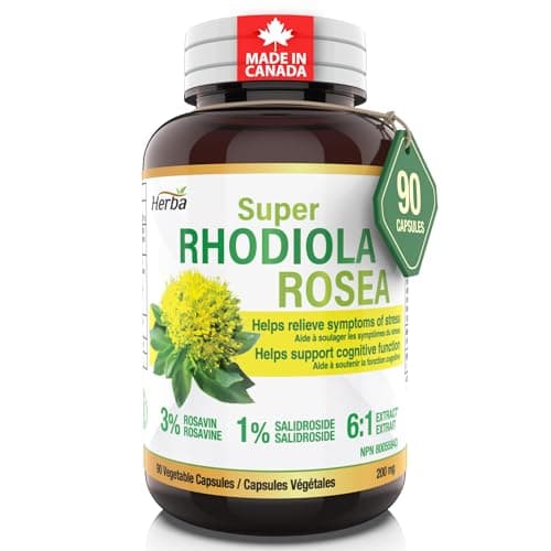 Rhodiola Rosea Capsules Kosher Vegan Herbal Supplements Brown Glass ...