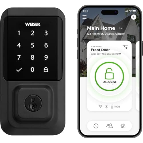Weiser Halo Touch Matte Black WiFi Smart Lock, Keyless Entry Door Lock ...