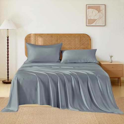 Amazon.com: Italian Luxury Mulberry Silk Sheet Set- Solid Bed-Sheet Set ...