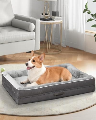 BarksBar Snuggly Sleeper Large Gray Diamond Orthopedic Dog Bed with ...
